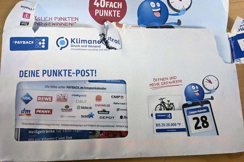 Post von PAYBACK: Punkte im Brief, die ich gar nicht haben wollte